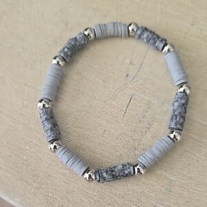 Chic Gray and Silver Beaded Bracelet